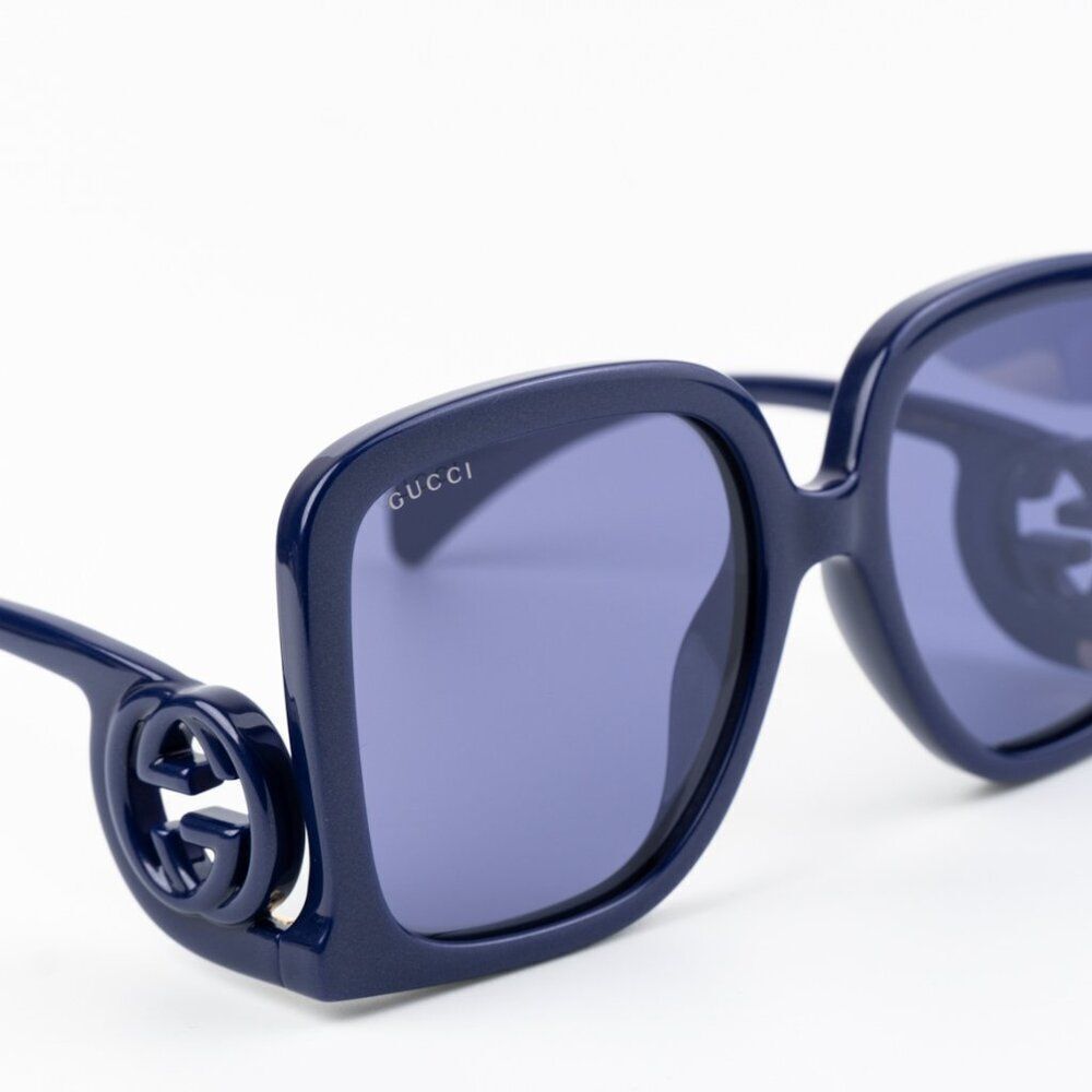 NEW Gucci GG1326S 006 Violet Silver Mirror Oversized Square Women Sunglasses - Picture 5 of 10